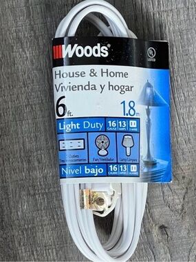 💞 New White Woods 6ft Home Extension Cord